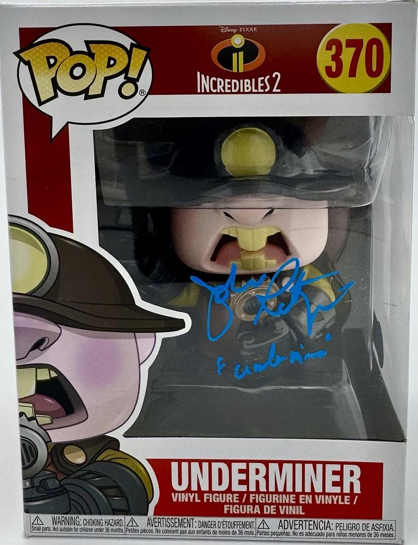 John Ratzenberger signed "Underminer" Funko #370 w/character name (Incredibles) - Beckett COA